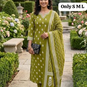 Premium Cotton Jaipuri Kurti Pant with Dupatta