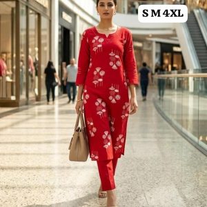 Pure Jaipuri Discharge Print Kurti Pant Set